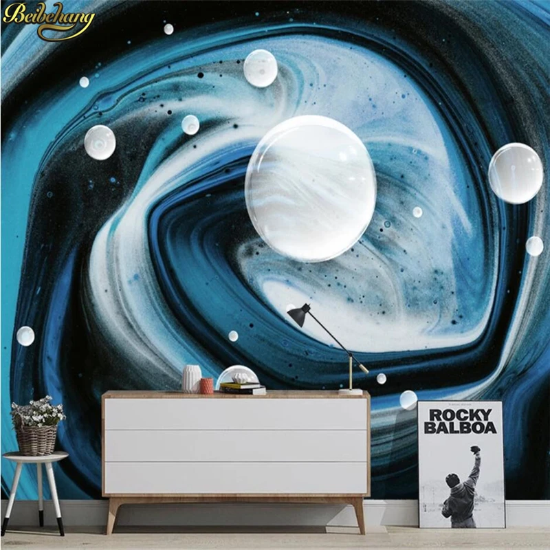 beibehang Custom 3d wallpaper mural blue modern creative three-dimensional starry sky 3D sci-fi TV sofa background wall painting |