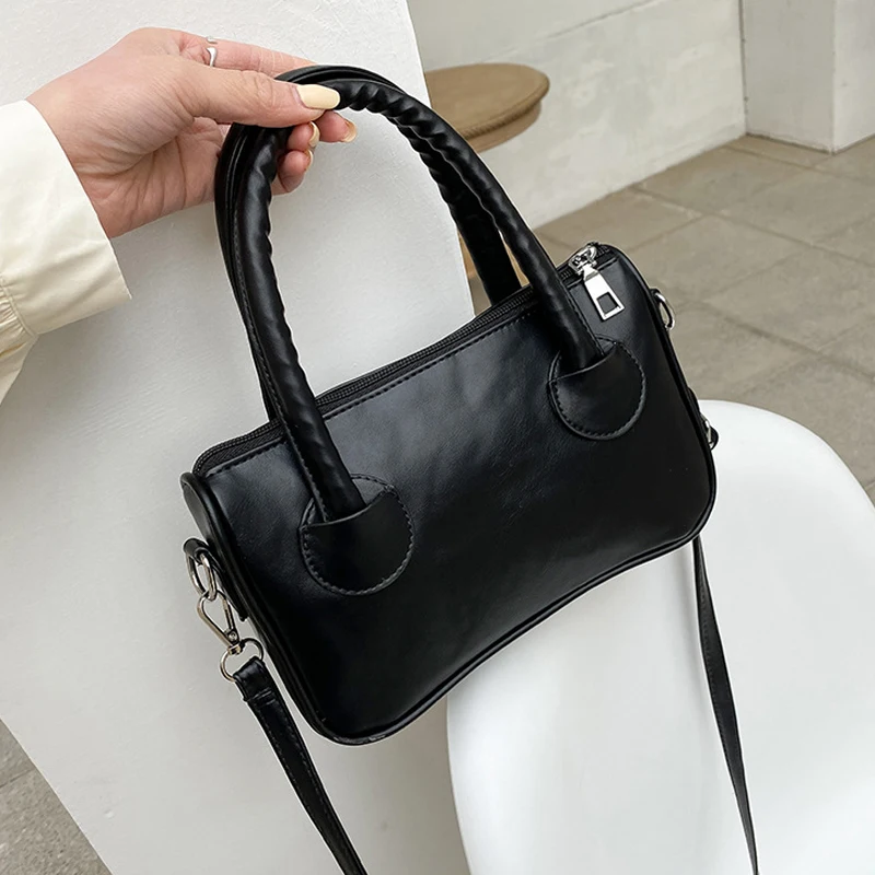 

Fashion Solid Shoulder Bags For Women 2021 New Designer Crossbody Bags Simple Designer Handbags Ladies Small Top-handle Bag