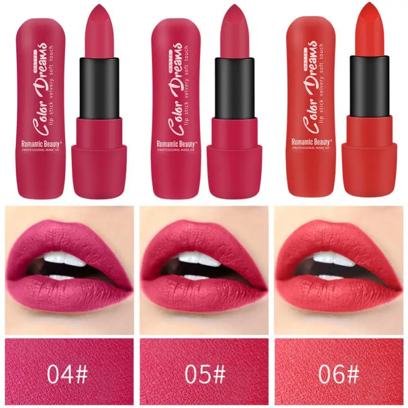 

Romantic Beauty Lipsticks Moisturizing Lipstick Lip Gloss Lip Glaze Velvet Semi-matteLipstick Make Up Lip Cosmetic 6-color TSLM1