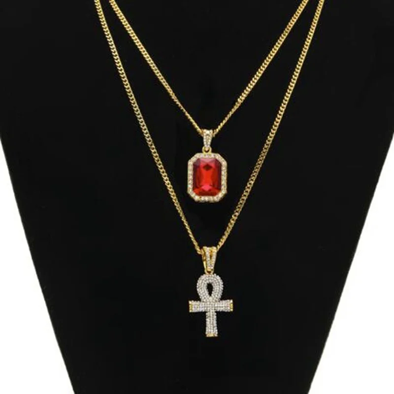 Мужское ожерелье из кубинской цепи сверкающий крест в стиле хип хоп кулон с мини