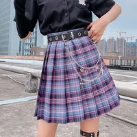 2021 summer pleated plaid skirt women short japanese harajuku school checkered skirt ladies high waist a line skirt for women