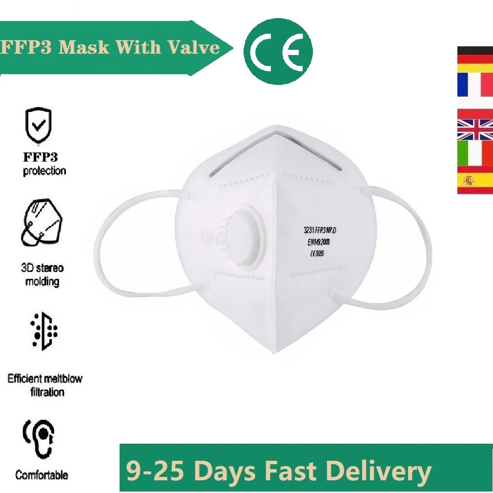 1-50 шт. FFP3 маски с клапаном 4-слойные kn95mask ffp3маска для рта многоразовый респиратор