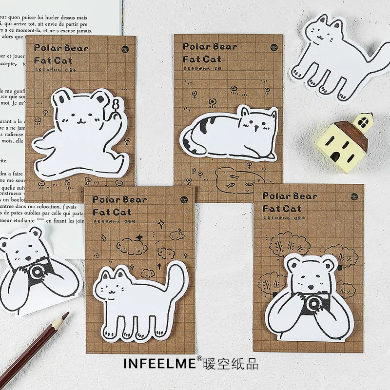 20 шт./компл. Kawaii бумаги для заметок на клейкой основе милый кот медведь животный