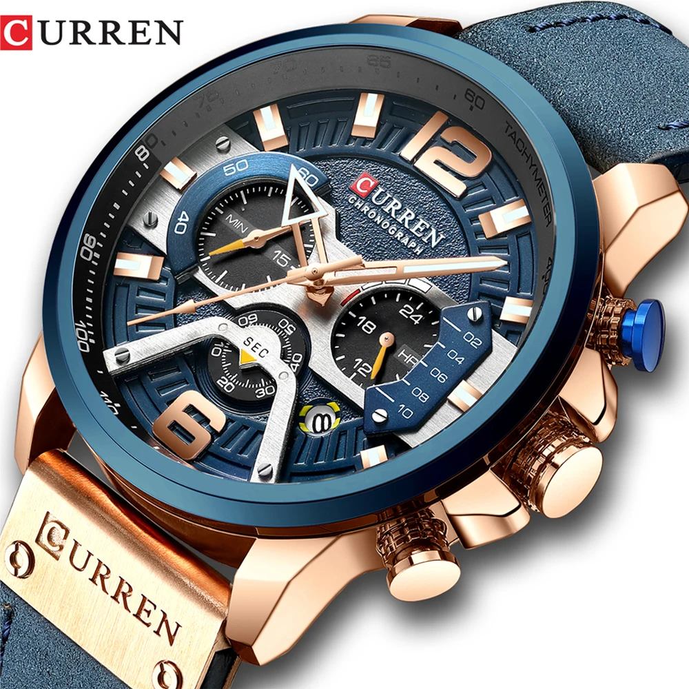 

Top Brand CURREN Casual Business Watches for Men Luxury Military Leather Wrist Watch Man Clock Sport Chronograph Wristwatch 8329