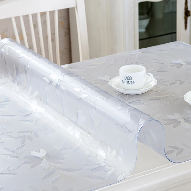 1.0mm Plastic Coffee Table Mat Crystal Plate PVC Transparent Soft Glass Tablecloth Waterproof and Oil-proof Scratch-resistant | Дом и сад