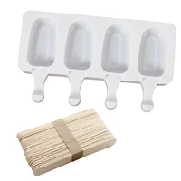4 cavity silicone popsicle molds ice cream bar carriers diy homemade dessert fruit popsicle mold with popsicle sticks