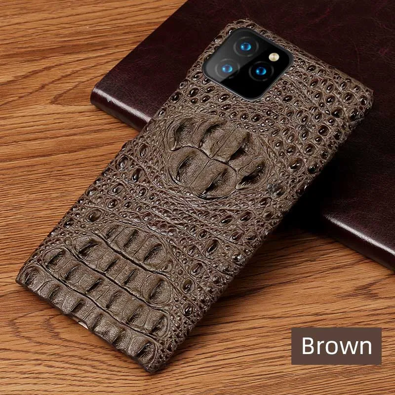 Genuine Leather luxury 3D Crocodile head Phone case for Apple iPhone 13 14 Pro Max 12 Mini 12 11 Pro Max X XR XS Max 6S 7 8 plus