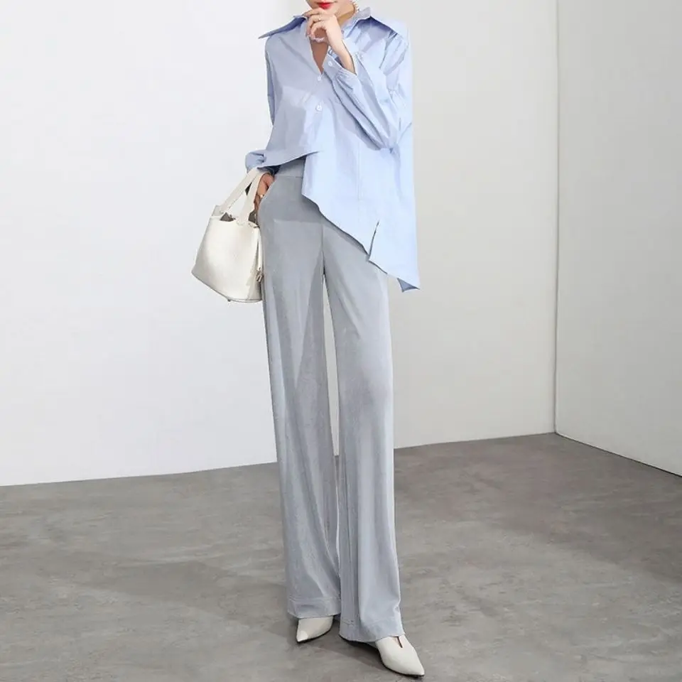 

Spring and summer 2021 new ice silk wide leg pants for women