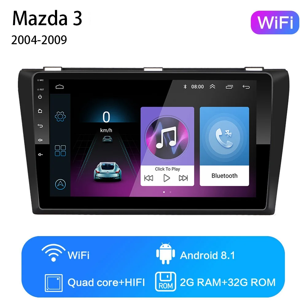 WIFI 2G-32G 2G+ 32G " 2din Android 8,1 GO автомобильный Радио gps навигация wifi Bluetooth плеер карта для Mazda 3 2004-2013 автомобильный dvd-плеер - Цвет: WIFI 2G-32G