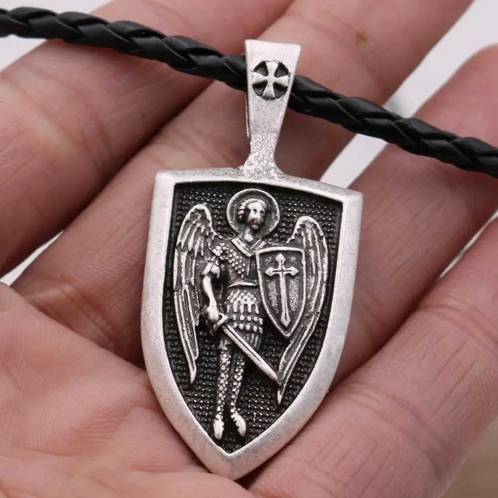Дропшиппинг щит ангела ожерелье для мужчин воин викингов Archangel Michael защитный