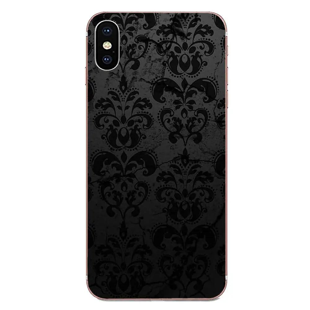 For LG K50 Q6 Q7 Q8 Q60 X Power 2 3 Nexus 5 5X V10 V20 V30 V40 Q Stylus Soft TPU Fashion Case Cover Dark Flower Texture Pattern | Мобильные