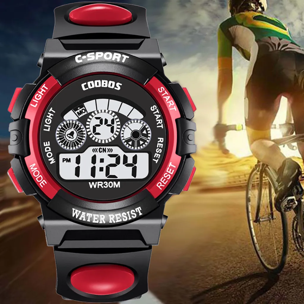 Часы наручные для мальчиков и детей модные многофункциональные легкие