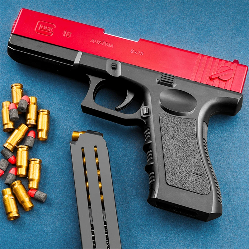 Shell Throwing Glock Toy Pistol EVA Foam Darts Bullets Gun Simulation Model Beginner Aim Train Handgun Air Boys Gifts |