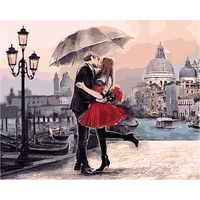 frame romantic kiss lover diy painting by numbers landscape oil painting modern wall art picture for wedding decoration