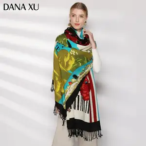 Модный зимний шарф для женщин, шарф, кашемировый теплый клетчатый шарф из пашмины, роскошные брендовые пледы, женские шарфы и шали