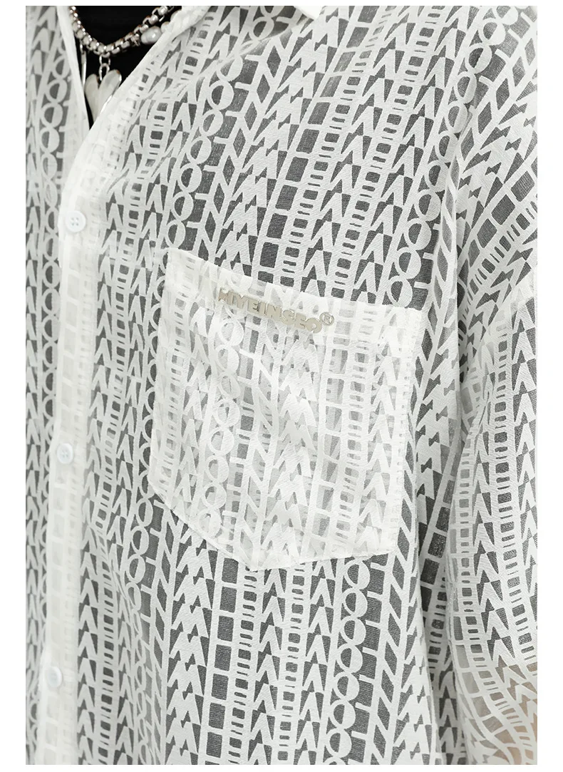 

Men Japan Harajuku Korean Style Streetwear Fashion Loose Casual Long Sleeve Shirt Sun-protective Clothing Translucent Shirt Man