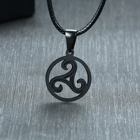 triskelion celtic symbol pendant men necklace black rope cord chains adjustable 25 6inch link triskele jewelry