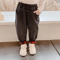pocket thicken spring autumn trousers long pants for girls boys sport children kids clothing teenagers high quality