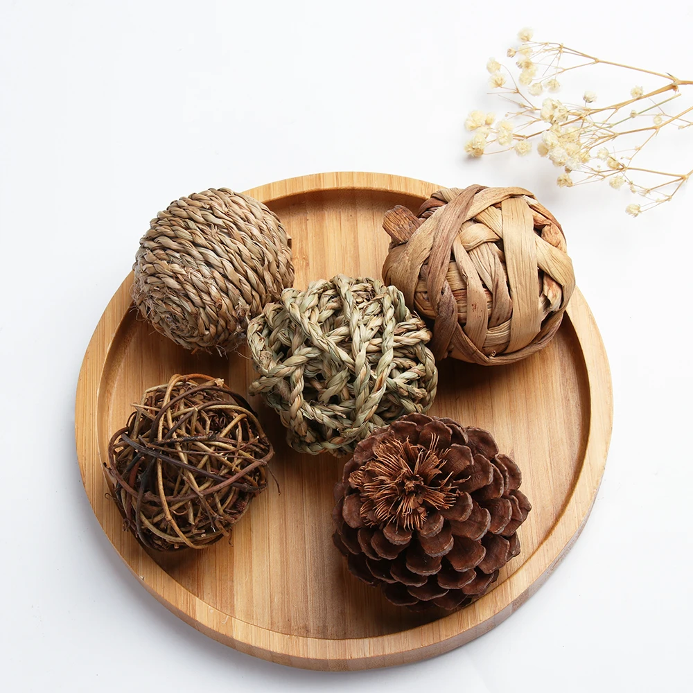 4/5 шт маленький Животные жевательные игрушки натурального ротанга Мячи для