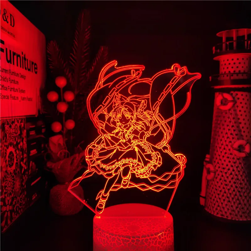 Акриловый светодиодный ночник Project Hakurei Reimu 3D лампа в стиле аниме для спальни