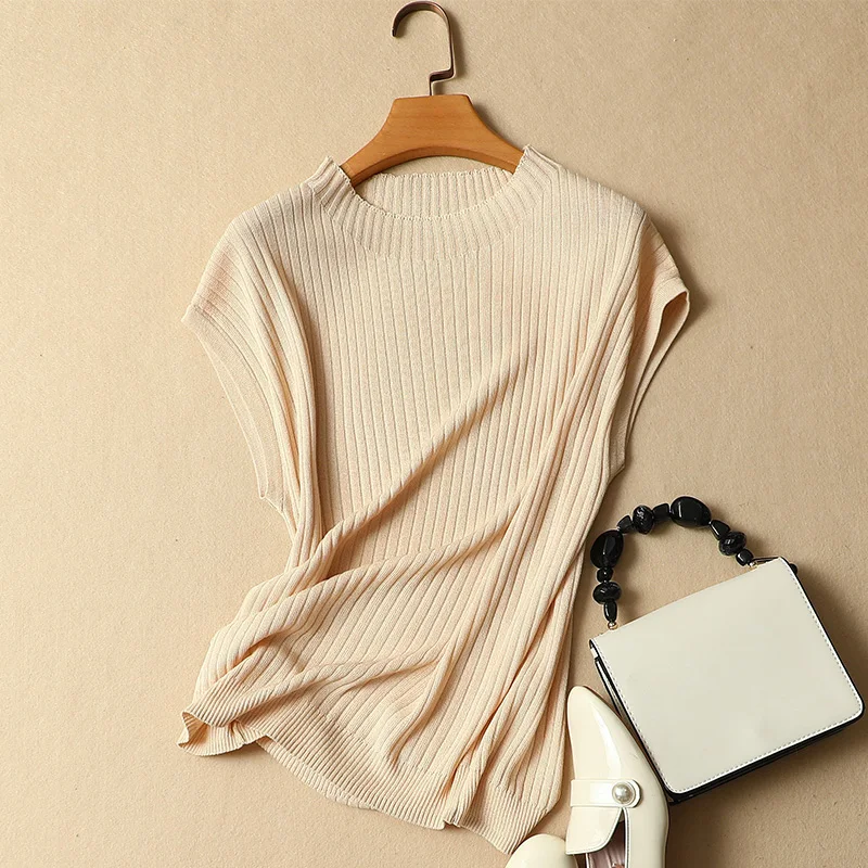 2021 летние новые шелковые трикотажные женские футболки с О-образным вырезом