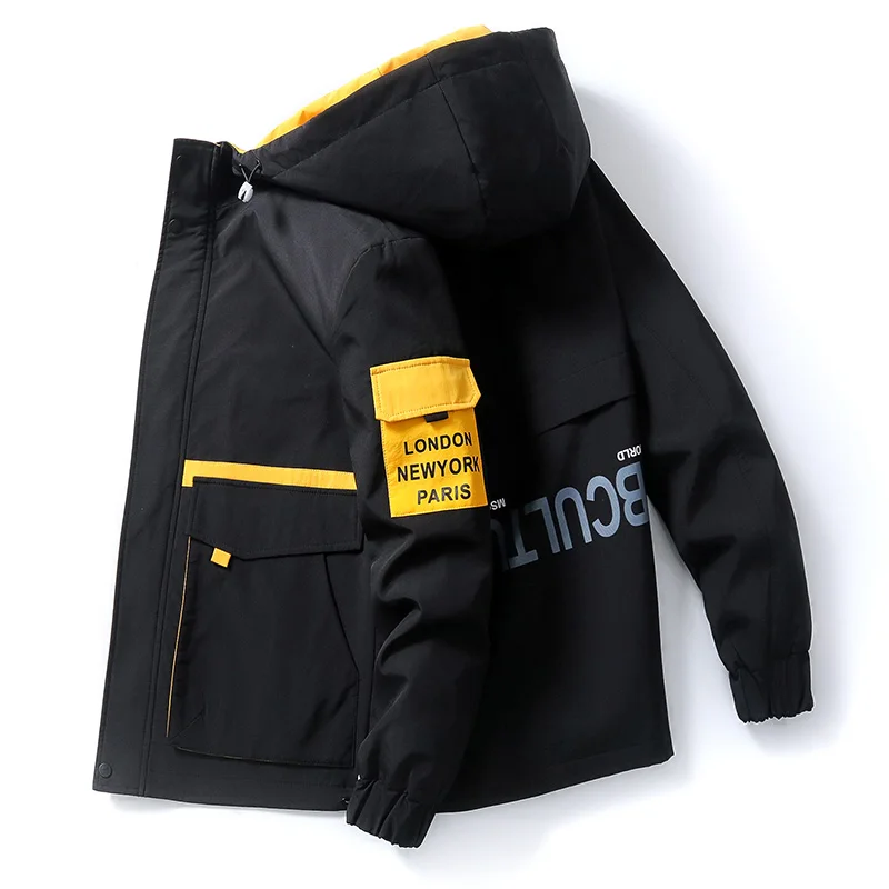 

2020 Spring and Autumn Clothes Men Jacket Size 3XL Outwear Hooded Coat Slim Parka Men's Hooded Fashion Printed Jacket