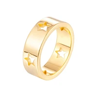 fashion hollowed star shape heart rings for women girls stainless steel gold color finger ring wedding brand jewelry