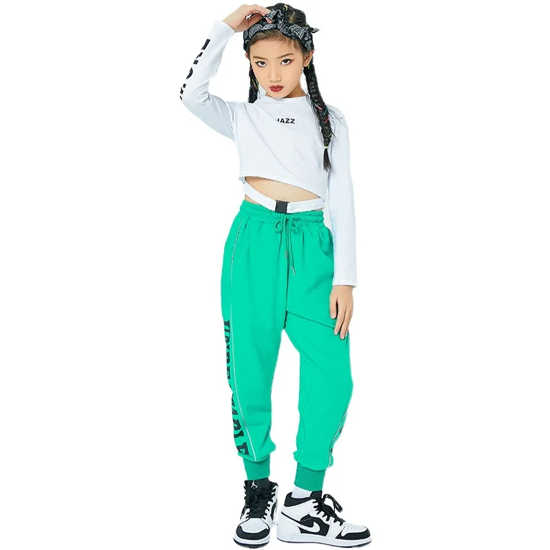 

Girls Ballroom Hip Hop Dance Clothes Children Loose Hiphop Suit Perfomance Costumes Jazz Street Dance Clothes Stage Wear DQS6299