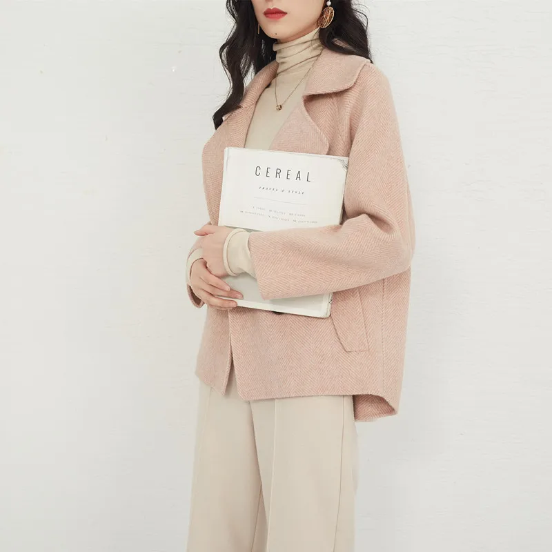 Весенне осенняя куртка для женщин одежда 2021 элегантный Альпака Шерстяное пальто