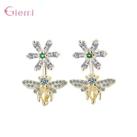 925 sterling silver insect bee shape zircon stud earrings cute girl birthday gift simple stylish animal earrings women jewelry