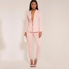Новый светильник розовый 2020 Модные женские деловые костюмы женские Элегантные Формальные Брюки Костюмы для свадьбы, комплекты со штанами для девочек