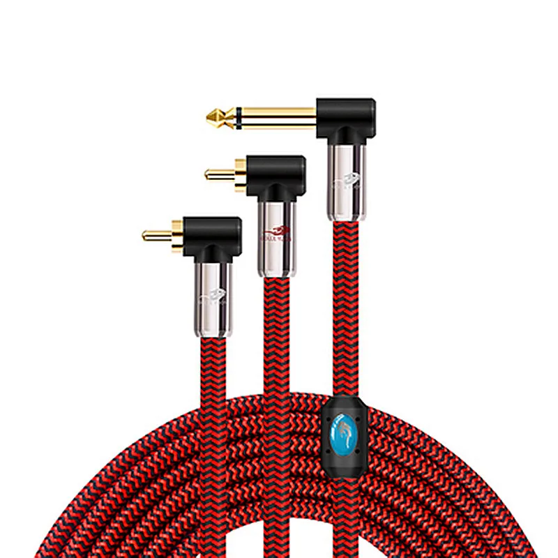 14 zoll ts mono 635mm jack zu dual rca stecker audio kabel für mixer sound konsole elektrische gitarre bass verstärker abgeschirmt kabel f