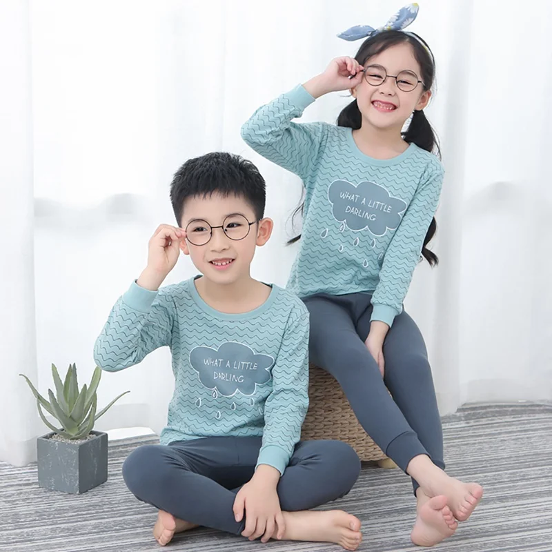 

62-10 New Autumn Baby Girls Clothes Kids Boys Cartoon Print Sleepwear Set Lovely Toddler Long Sleeve Blouse Tops+Pants Pajamas