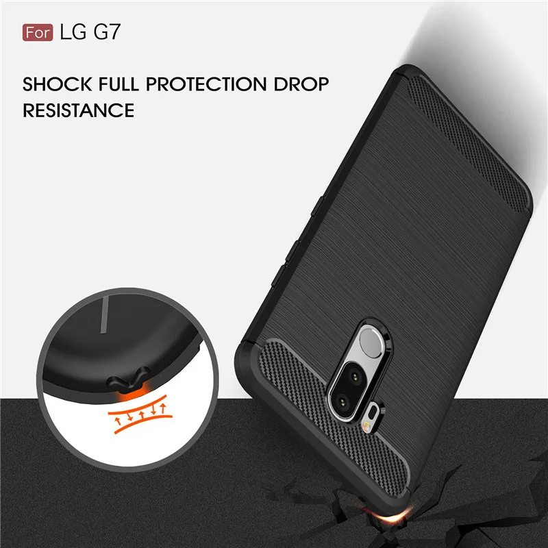 For LG G7 Case ThinQ Cover Shockproof Soft TPU Rubber Carbon Fiber Brushed Protective Phone G 7 LG7 LGG7 Cases |