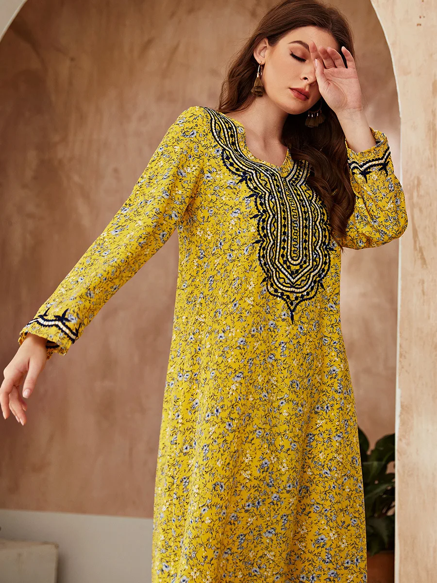 Caftan Marocain Robe Longue Femme Musulman Dubai Abaya Kaftan Turkey Islam Arabic Long Muslim Hijab Dress Abayas for Women