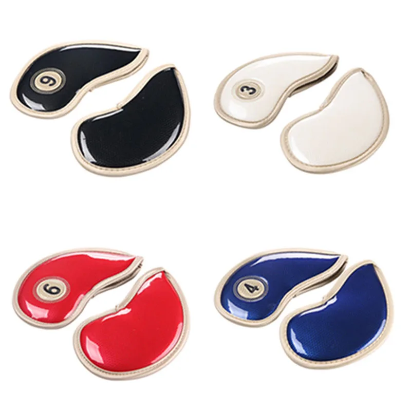 

10pcs/Set Golf Club Head Cover Iron Club Balls Putter PU Number Print Mirror PU Protection Head Covers Golf Accessories JC