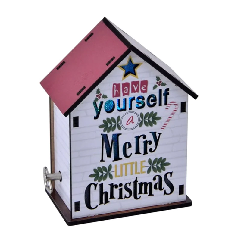 

3D Wooden Puzzle Assembled Luminous Christmas House Music Box DIY Table Decoration Birthday Gift