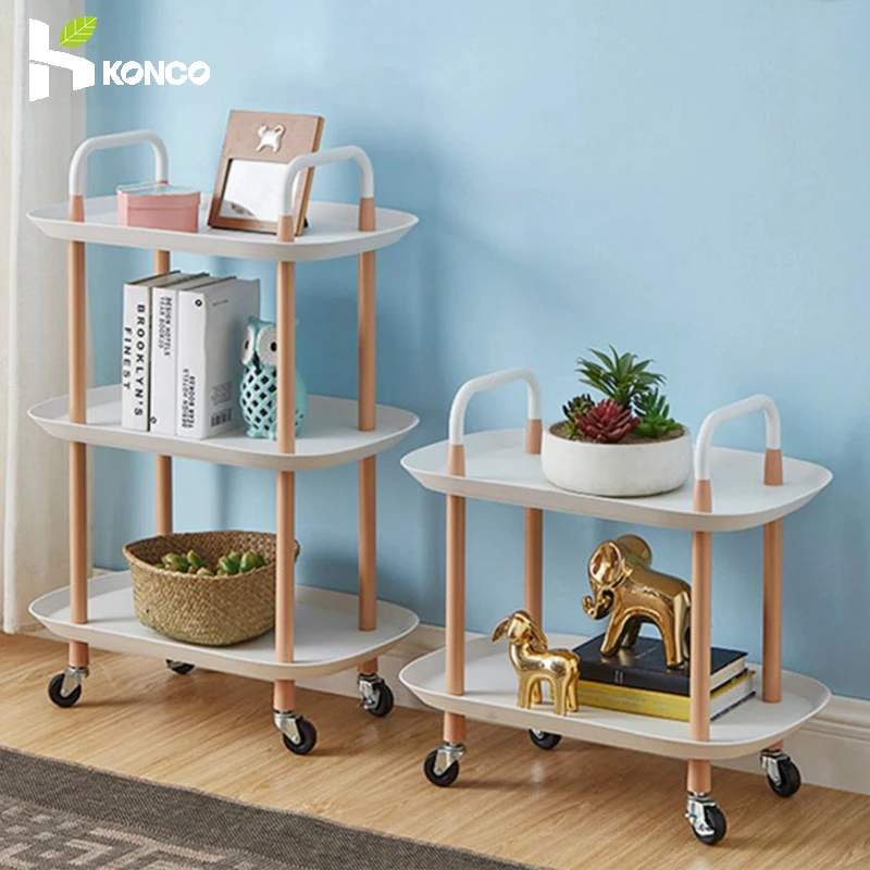 Buy KONCO Three layer Trolley INS Style Removable Dining Trolley Home Kitchen Storage Shelf Multi function Utility Metal Cart