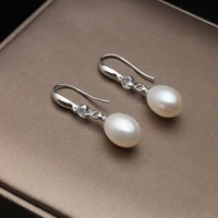 925 sterling silver natural pearl earrings for womenfreshwater white pearl earring jewelry brides fashion birthday party gift