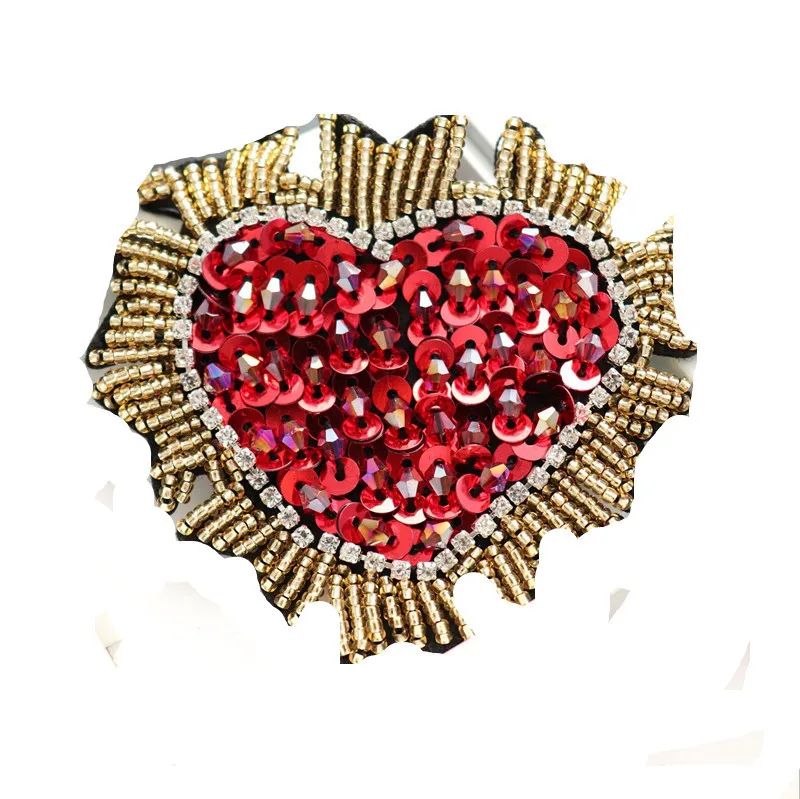 Вышивка бисером сердца патчи стразы аппликация значки кристаллы бусины