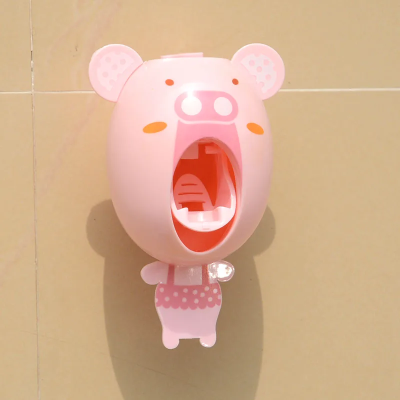 Cartoon Toothpaste Dispenser Strong Suction Sucker Bathroom Accessories Set Toothbrush Holder Automatic Tooth Brush Child | Дом и сад