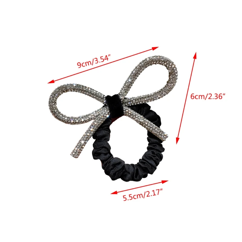 

Ladies Rhinestone Bowknot Hair Ties Rope Luxury Glitter Jeweled Elastic Rubber Band Ponytail Holder Velvet Scrunchies