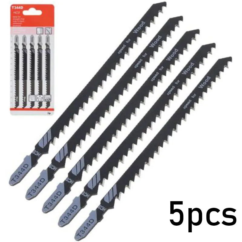 

5pcs Saw Blades T344D 6T T-Shank Jigsaw Blades Cutter High Quality High Carbon Steel For Wood Plastics Fast Cutting Tool