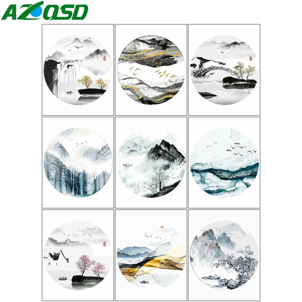 

AZQSD Diy Frame Paint By Number Mountain Acrylic Unique Gift Oil Painting By Numbers On Canvas Scenery Kits Modern Wall Art