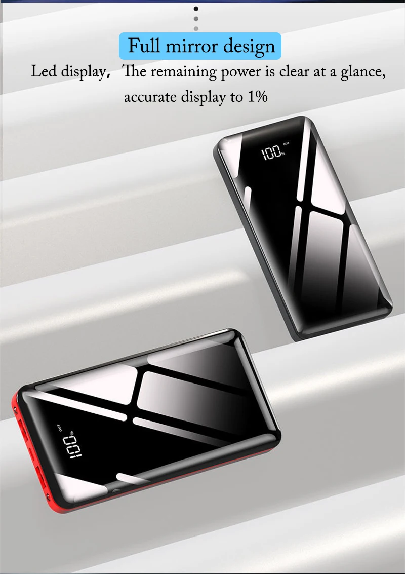 Ultra-thin Power bank 20000mAhPortable Charging 20000 mAh USB PoverBank External Battery Charger For Xiaomi Mi 9 8 iPhone