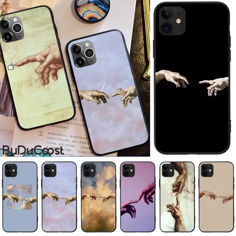 

Art Fresco Michelangelo Creation Black TPU Phone Case For iphone 5C 5 6 6s plus 7 8 SE 7 8 plus X XR XS MAX 11 Pro Max Cover