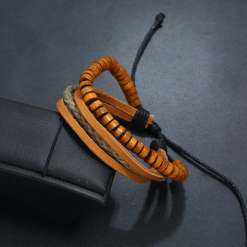 Браслеты из натуральной кожи в стиле панк мужские и женские браслеты с подвеской