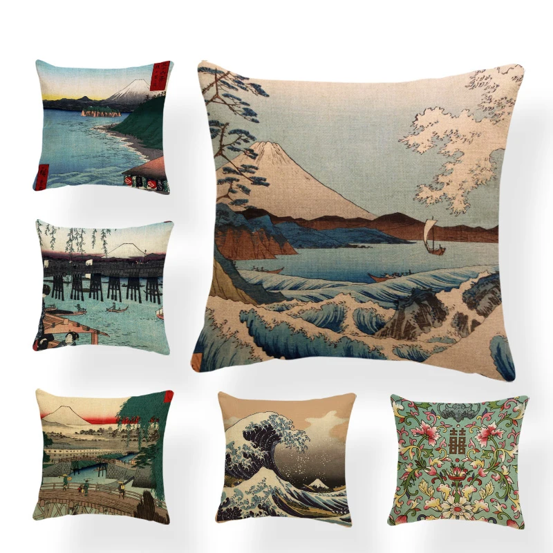 Классическая Ретро наволочка Япония Фудзи горная пляжная волна украшение для
