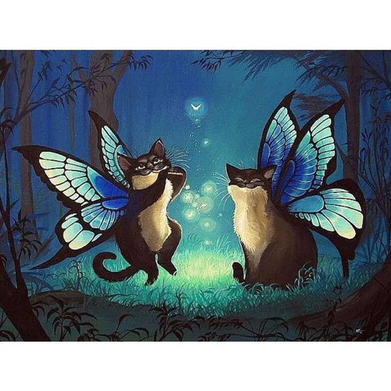

Square Drill Home Decor Diamond Embroidery Painting Butterfly Angel Cat Cross Stitch Needlework Diamond Mosaic Fantasy Picture