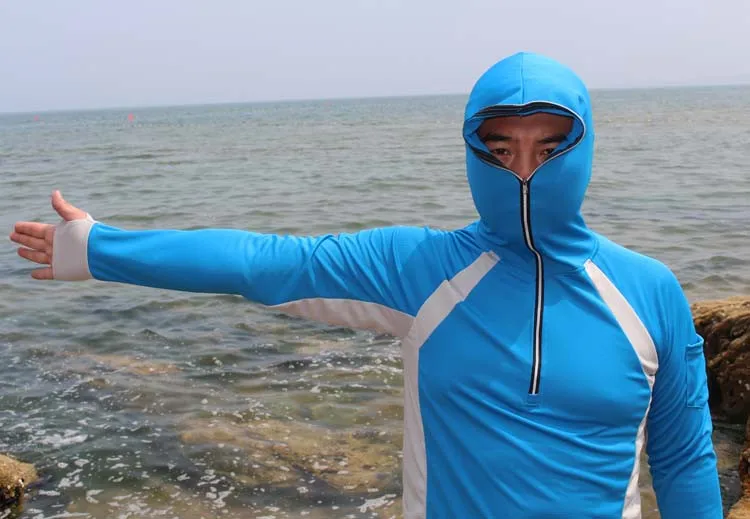 Одежда для рыбалки дышащая Солнцезащитная рубашка для мужчин быстросохнущая UPF 50+ длинный рукав с капюшоном комплект вниз Рыбалка рубашки